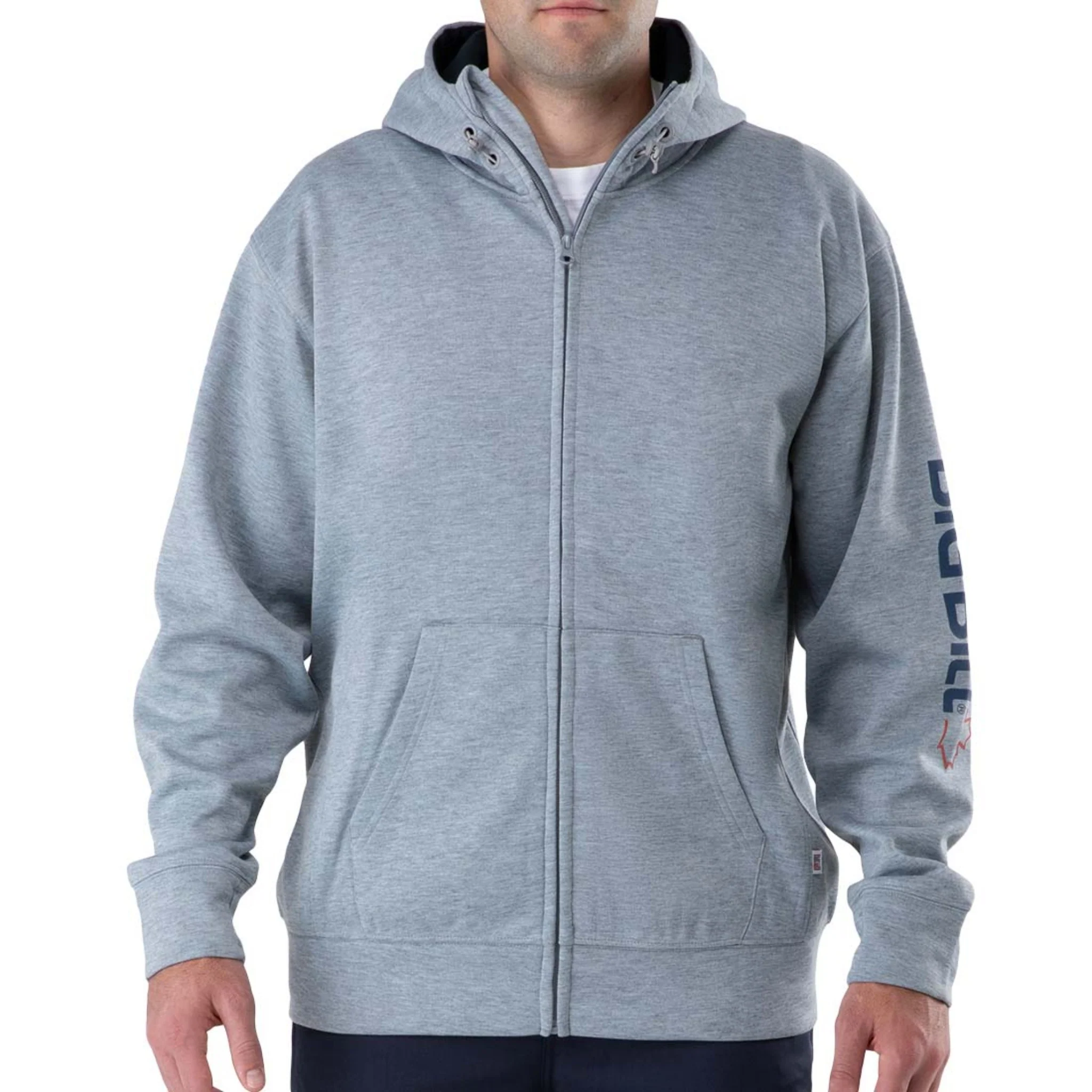 Technical Fleece Full-Zip Hoodie with Graphic Logo - Gray - Image 3